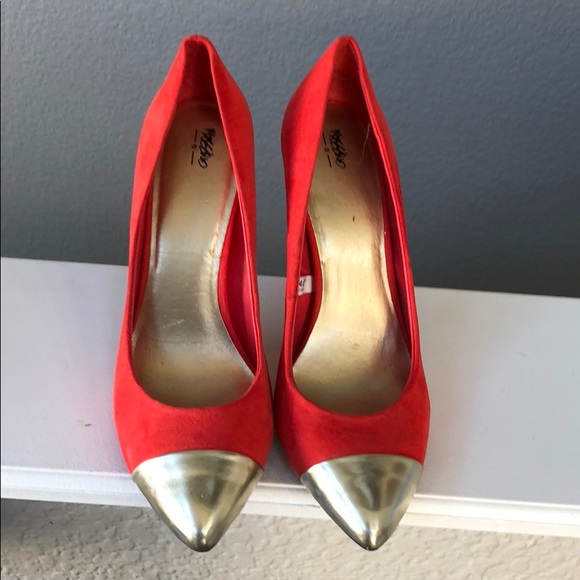 Mossimo Supply Co. Shoes - Red heels pumps with gold fronts